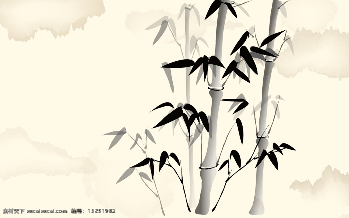 竹韵 水墨画 竹 竹子 高端 大气 上档次 清新 素雅 背景 壁纸 壁画 分层 源文件