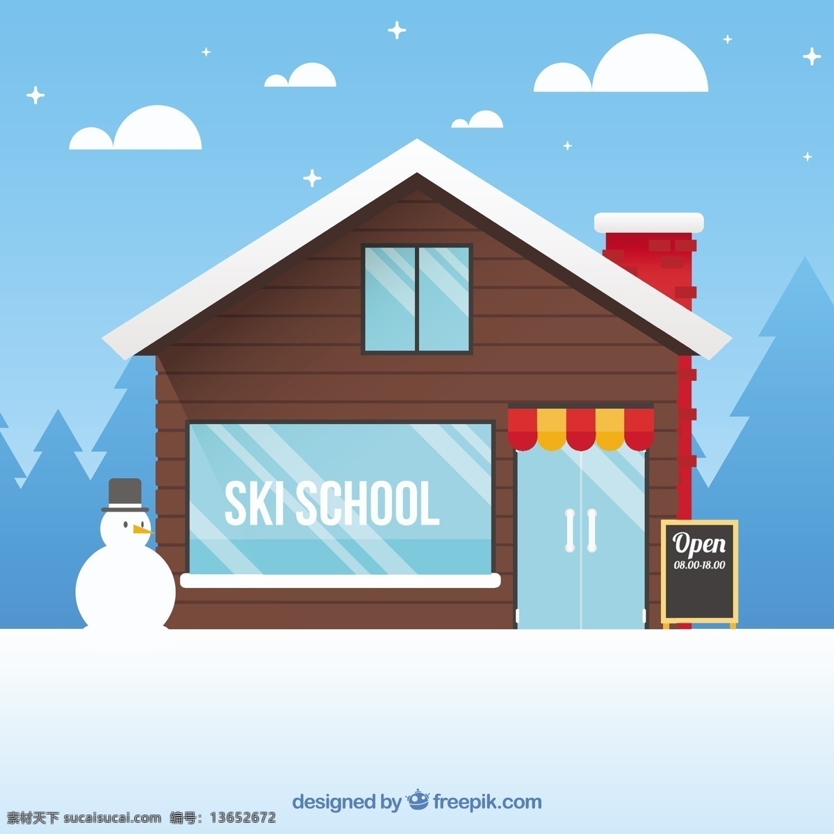 平面设计 中 滑雪 学校 小屋 背景 自然 雪 冬季 景观 平面 冷 自然背景 冬季背景 雪背景 季节 十二月 降雪