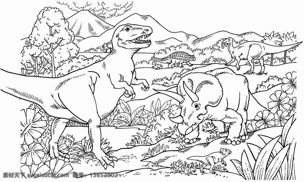 远古 时代 动物 恐龙 手绘画 动物素描 手绘 画 设计素材 动物专辑 素描速写 书画美术 白色