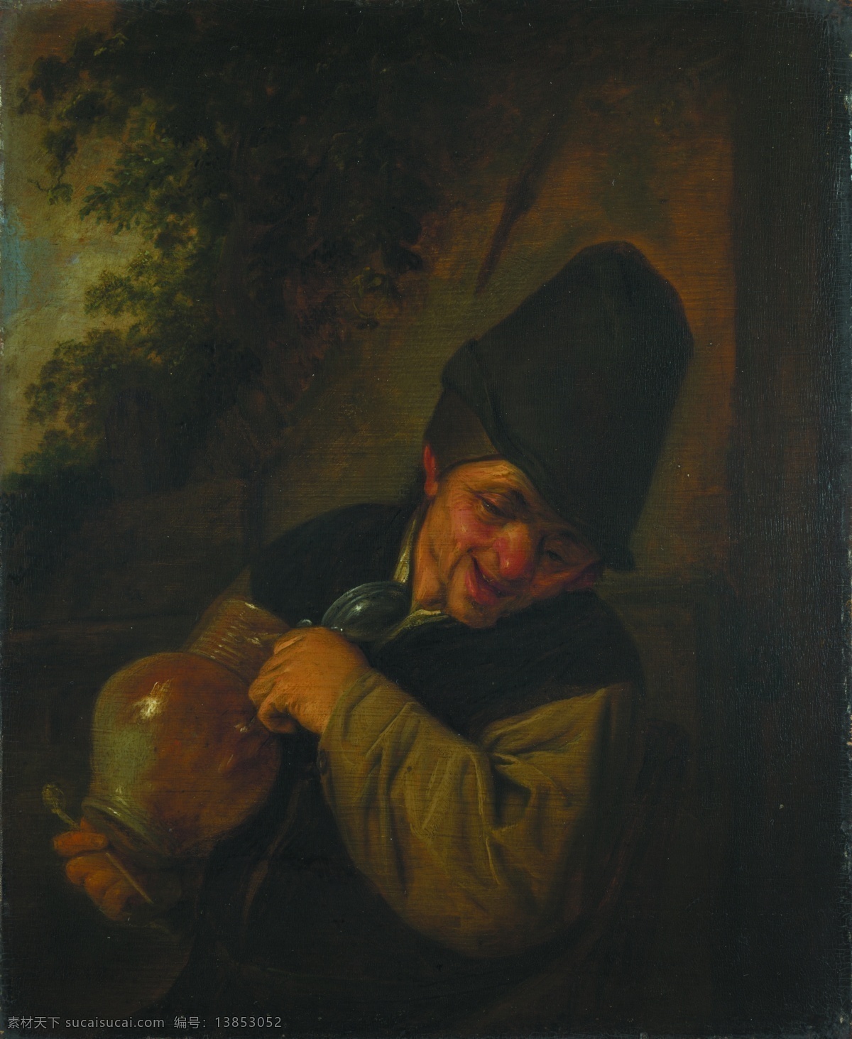 pipe 高清 西方 古典 人物 宗教 神话 巴洛克艺术 油画 装饰画 and jug holding peasant ostade van adriaen 装饰素材