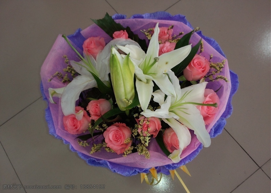 玫瑰百合花束 玫瑰花 百合花 花束 鲜花 花朵 花卉 粉色 玫瑰 白色 百合 植物花朵 唯美花束 生物世界 花草