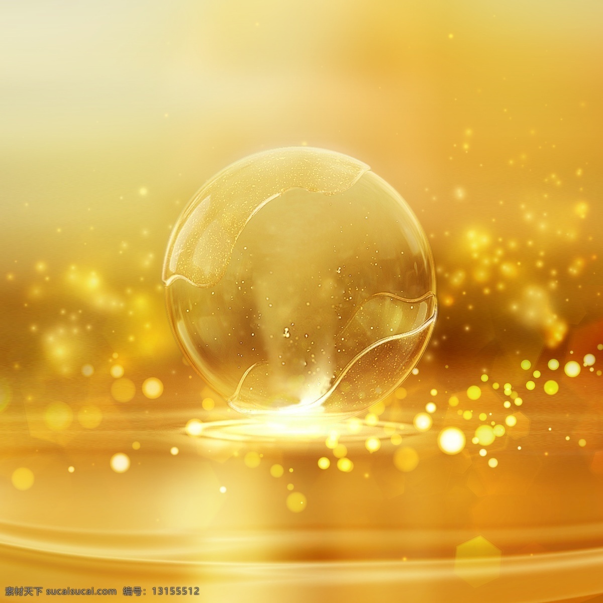 金色 透明 玻璃球 圆形 圆球 气泡 光圈 华丽 波纹 闪光 光斑 奢华 背景 板 封面