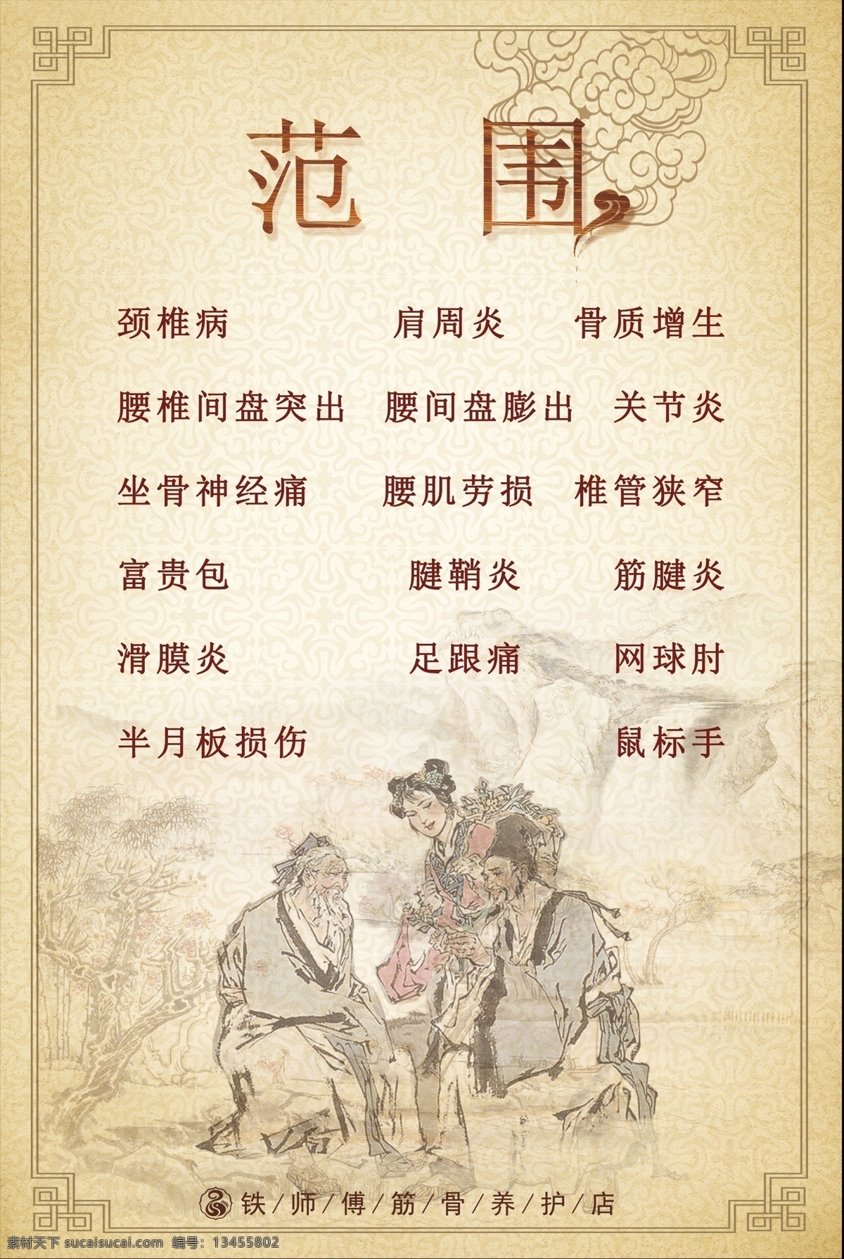 调理范围 铁师傅 经络养生 中医养生 养生堂 养生馆 中医养生文化 养生文化 养生 中医调理 养生挂图 四季养生画册 四季养生宣传 春季养生 夏季养生 秋季养生 冬季养生 养生画册 养生海报 养生展板 养生图片 养生挂画 艾灸 按摩 推拿 足疗 足浴 刮痧 水疗 火罐 养生推油 肩颈调理 经络 五行经络