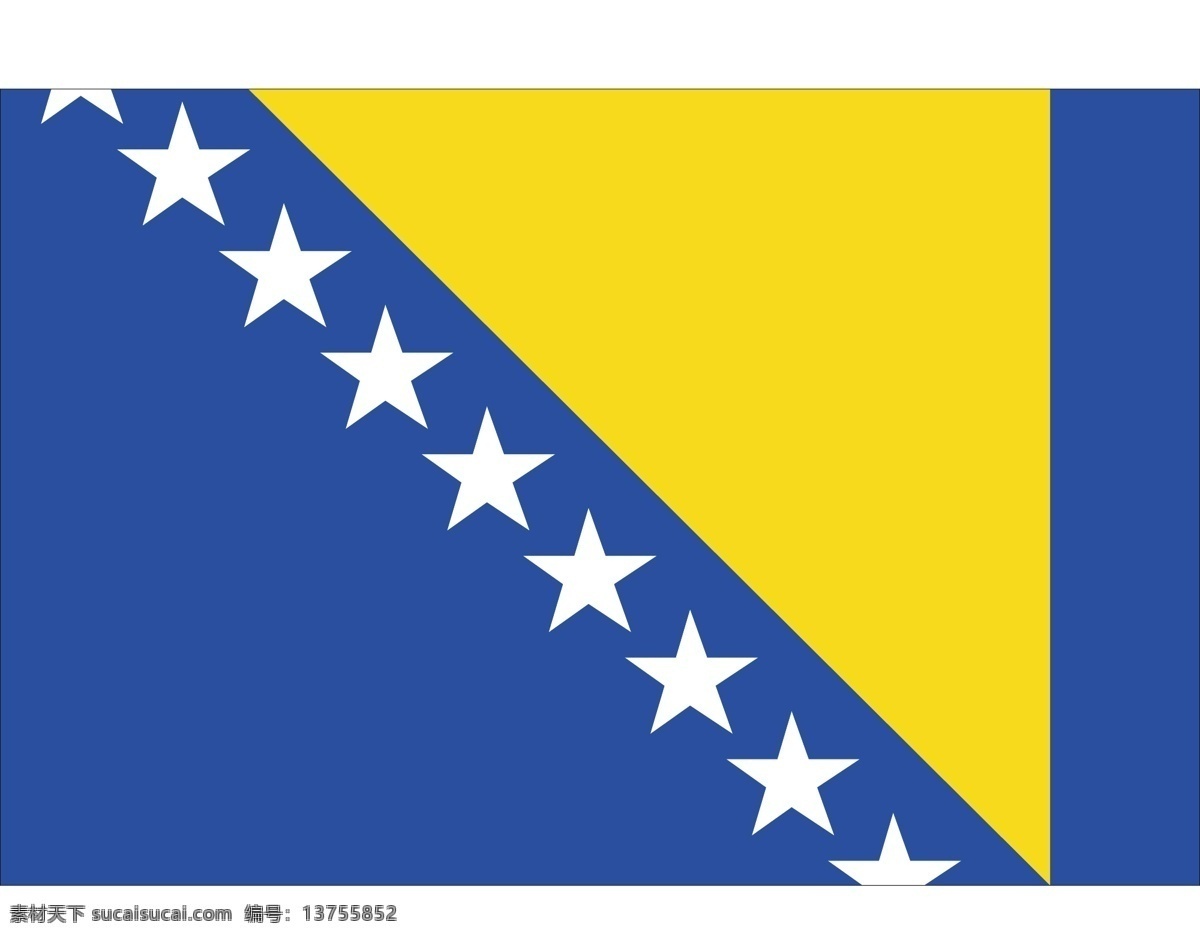 波黑国旗 标识标志图标 公共标识标志 世界各国国旗 矢量图库