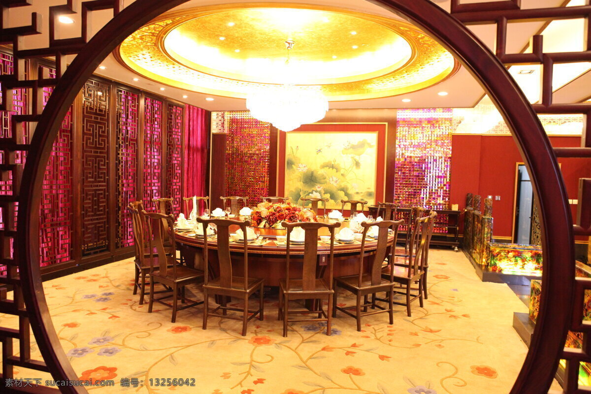 餐厅 单间 包房 宾馆 餐桌 吊灯 建筑园林 室内摄影 餐厅单间 包间 圆桌 餐厅包间 家居装饰素材 灯饰素材
