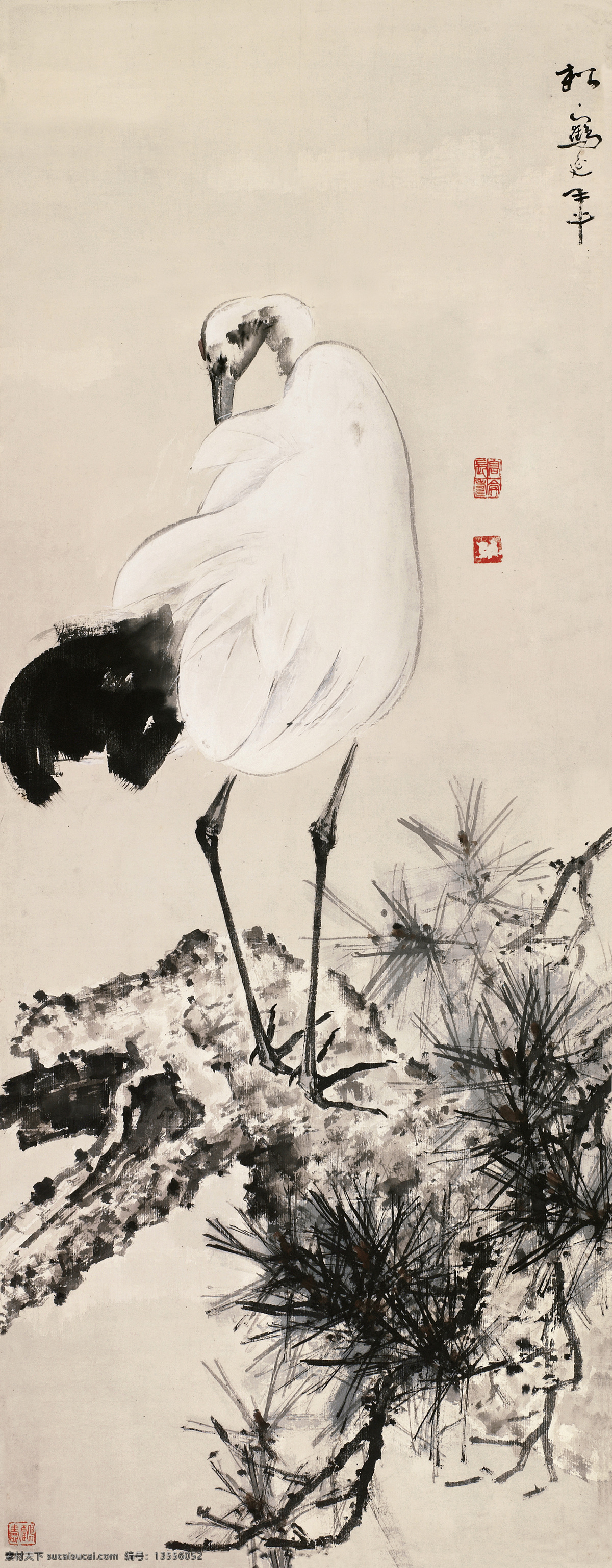 国画飞鹤图 国画 飞鹤 树枝 壁画 装饰画 中国风 水墨画 装饰画专辑 文化艺术 绘画书法