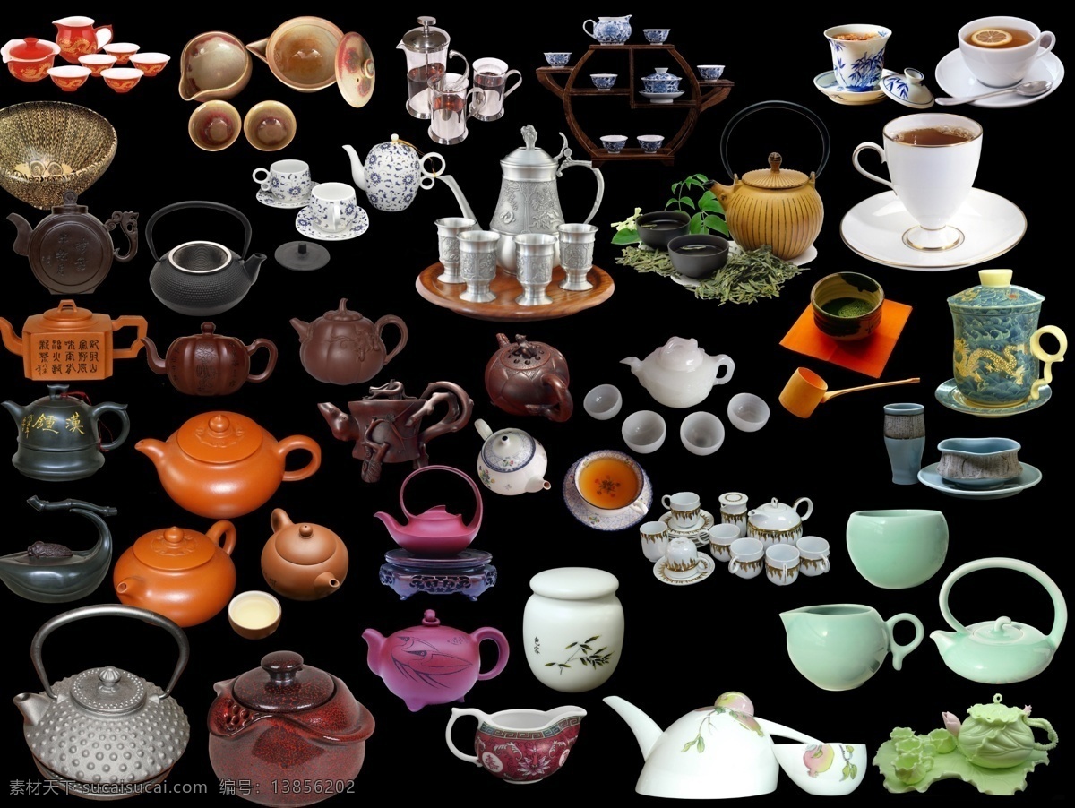 茶壶 各种茶壶 紫砂壶 酒壶 碟子 杯子 瓷器 分层 源文件