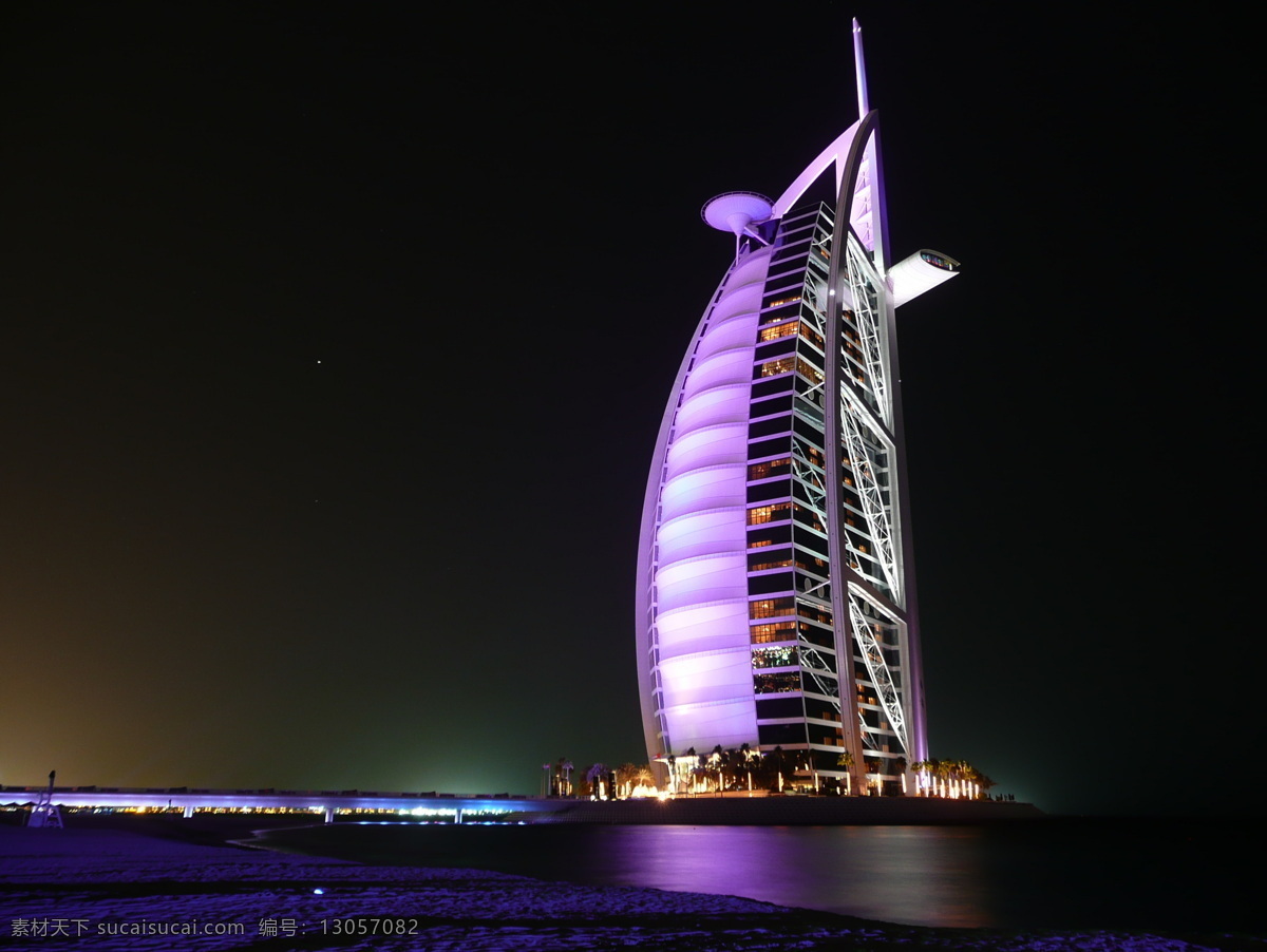 迪拜帆船酒店 迪拜 帆船酒店 酒店 七星级酒店 夜景 城市景观