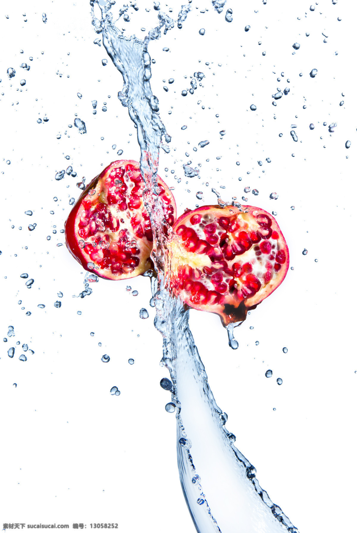 石榴 水花 喷溅 飞溅的水花 动感水花 水花喷溅 清水 水纹 新鲜水果 水果摄影 水果蔬菜 餐饮美食 白色