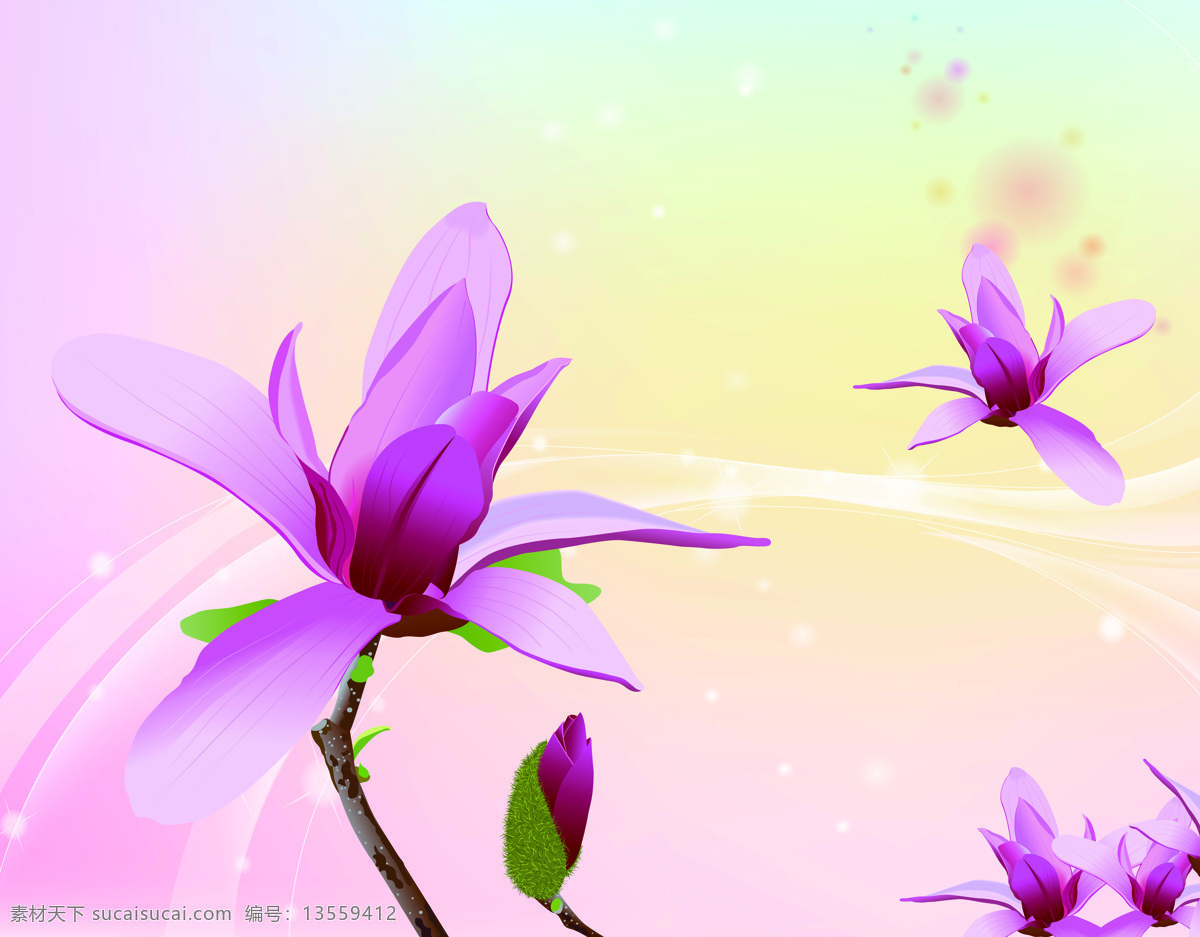 背景底纹 底纹边框 电视墙 花朵 渐变底纹 背景 底纹 设计素材 模板下载 紫色心情 紫色玉兰花 装饰素材 背景墙