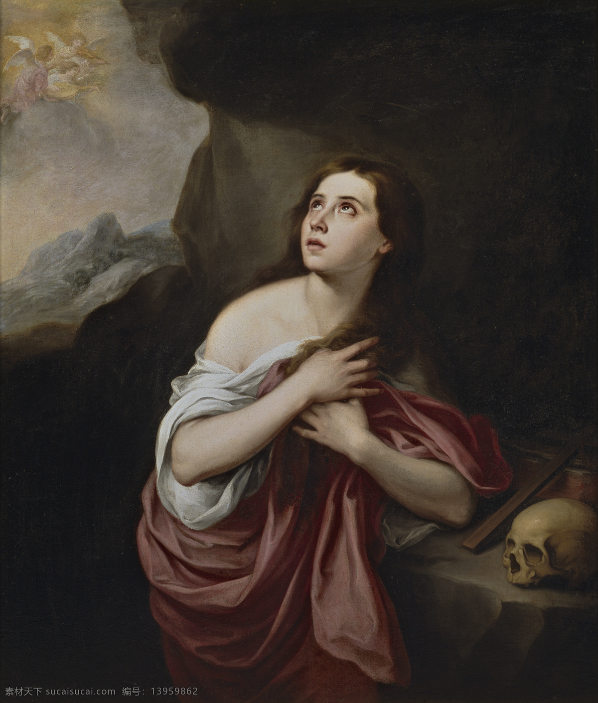 century 大师 画家 动物 油画 飞行 装饰画 penitente magdalena copy esteban bartolome murillo 人物 高清 西方 国外 现代 家居装饰素材