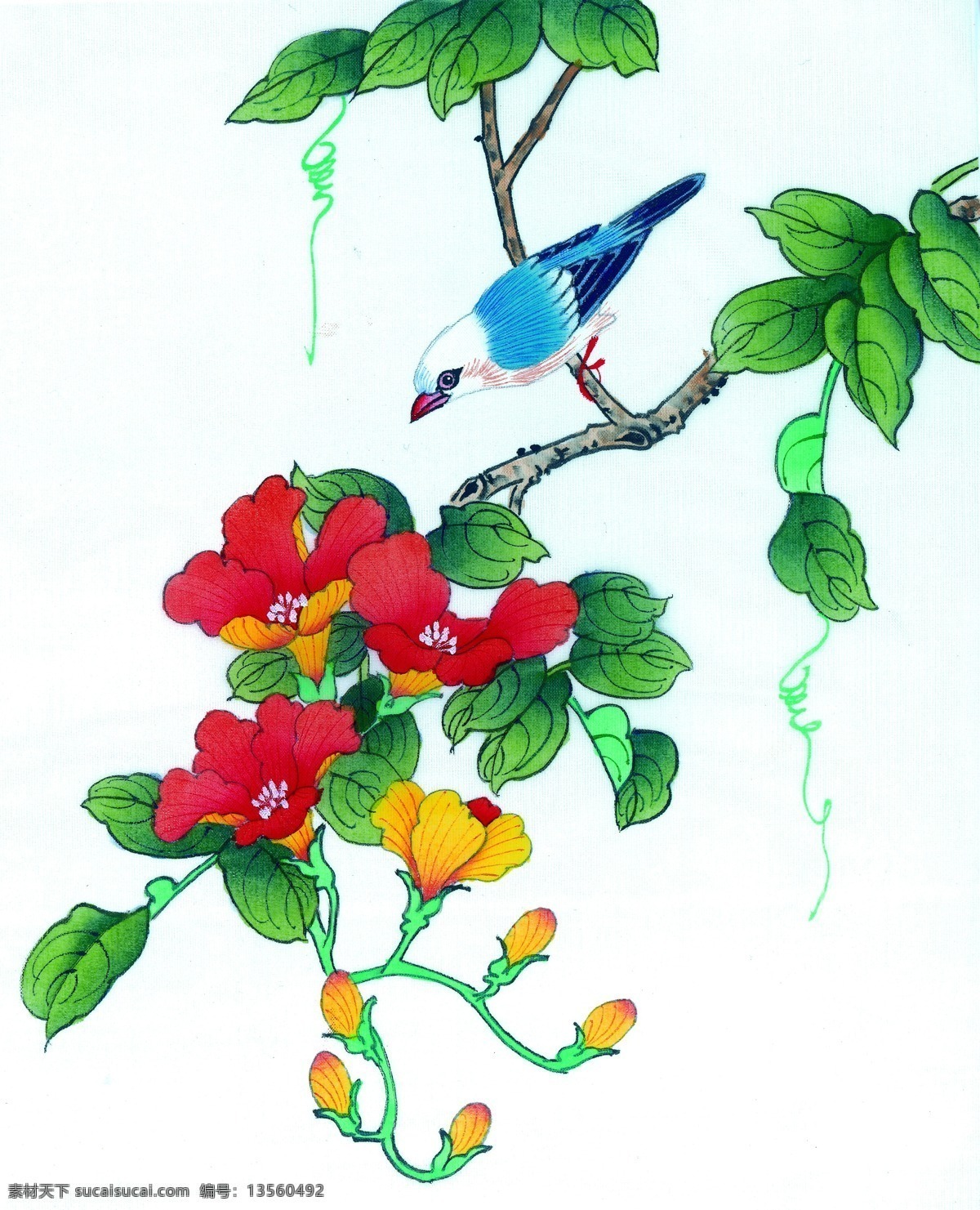 美丽 花卉 小鸟 水墨画 中国画 中国艺术 绘画艺术 国画 装饰画 中堂画 书画 文化艺术 书画文字