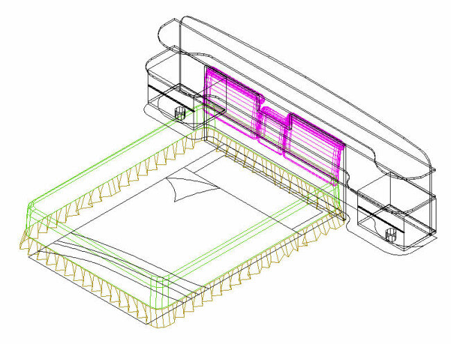 带 整体 床头柜 双人床 3d cad 床 家装 室内 线框 装修 cad素材 模型