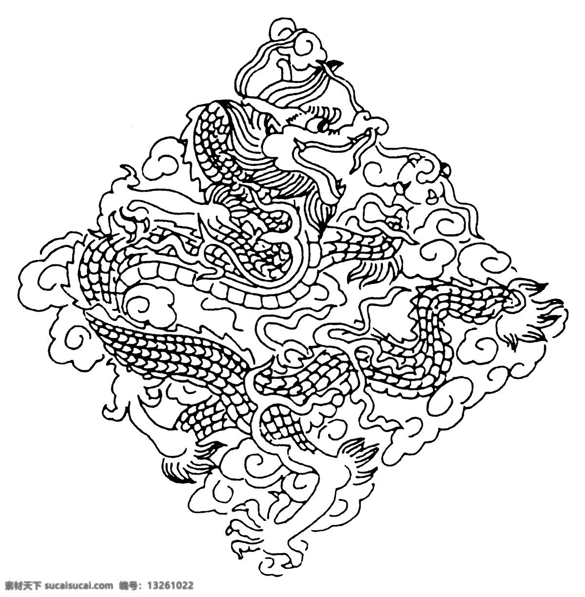 龙凤图案 清代图案 中国 传统 图案 设计素材 龙凤图纹 装饰图案 书画美术 白色