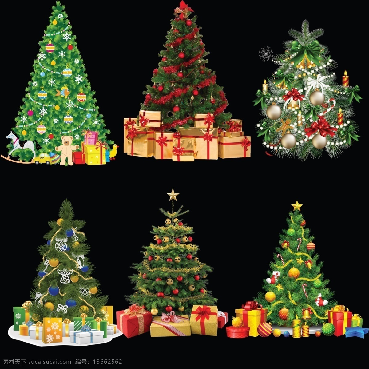 圣诞节 圣诞树 装饰 礼物 分层 透明