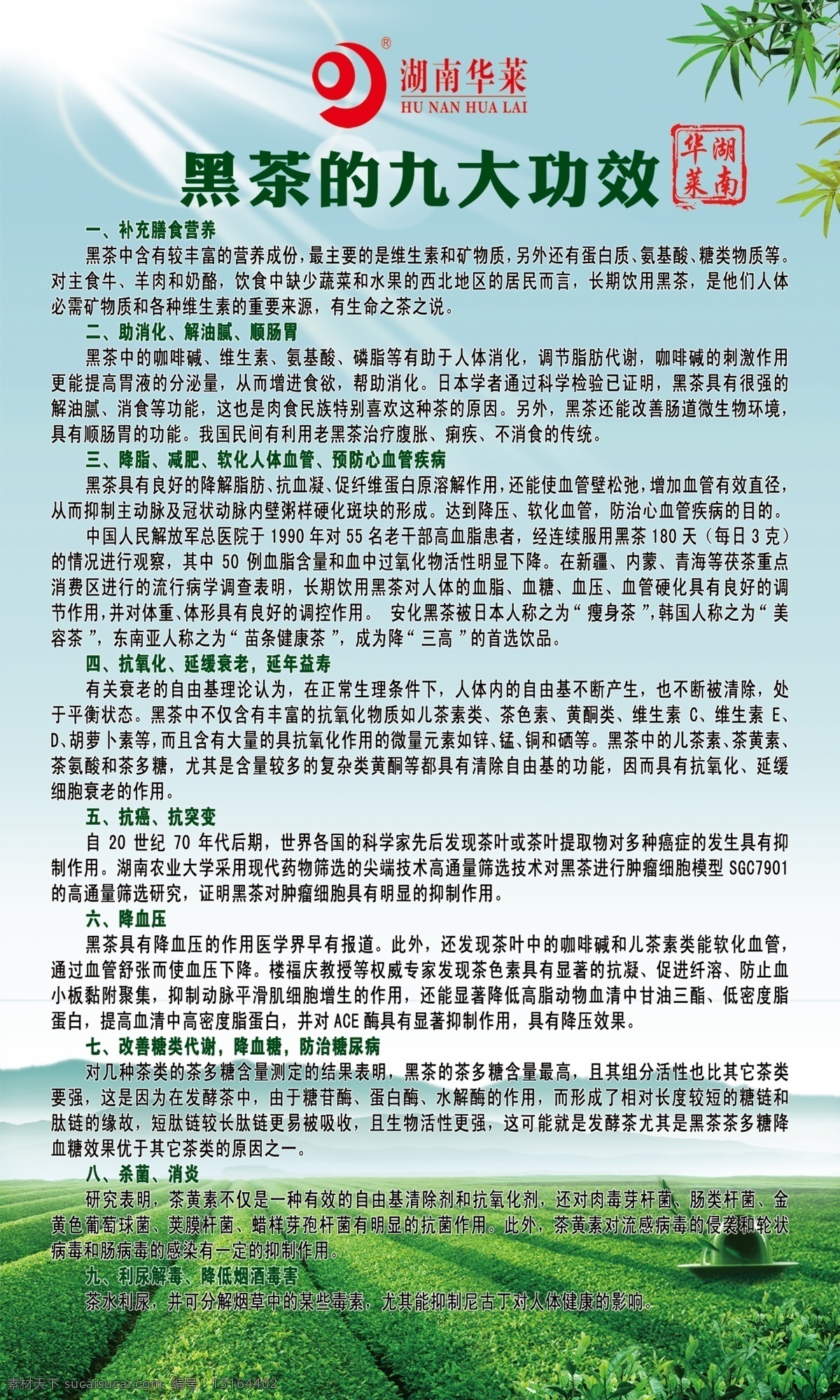 安化黑茶 茶叶 茶 华莱健 六大茶系 黑茶九大功效