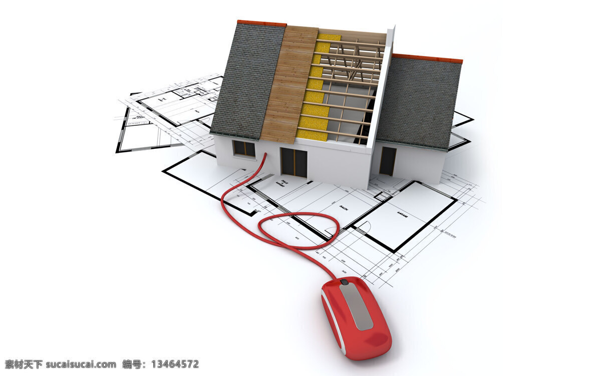 电脑 建筑 3d 房屋 建模 鼠标 装修 白模 商务金融