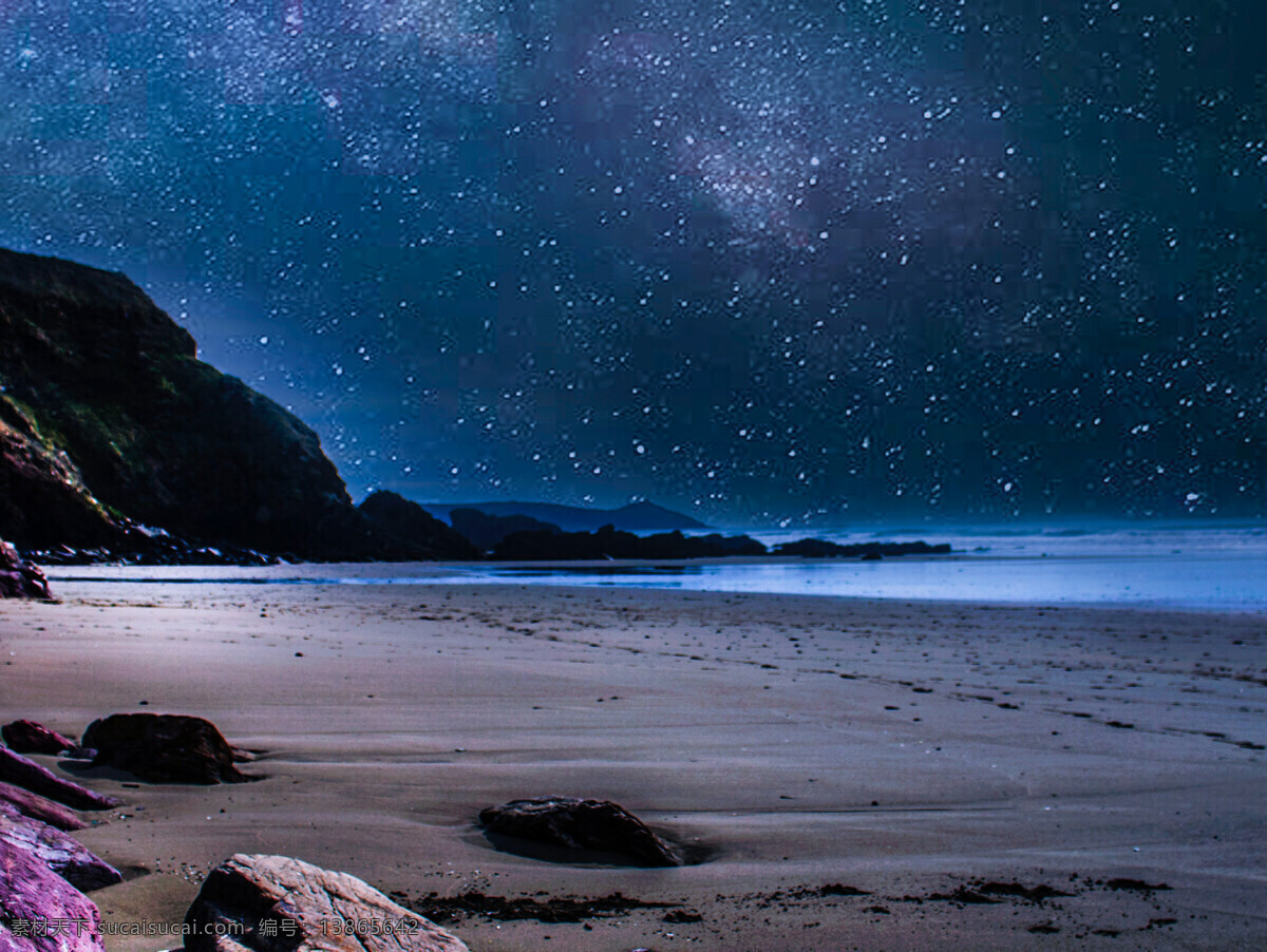 夜空 星空 黑夜 海边 海滩 自然景观 自然风景