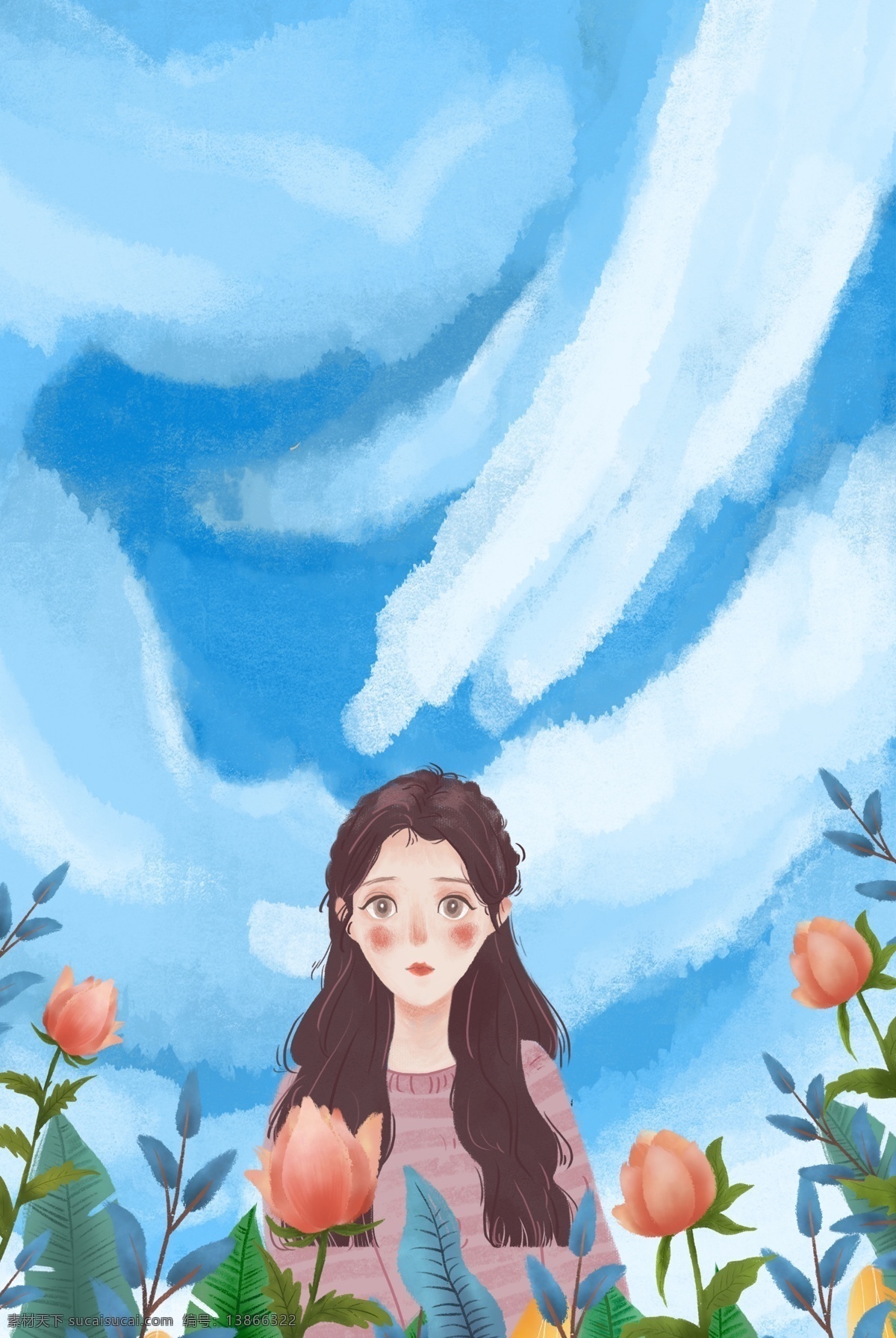 女神 节 美丽 清新 插画 海报 女神节 服装 人物 护肤品 女孩 插画风 促销海报