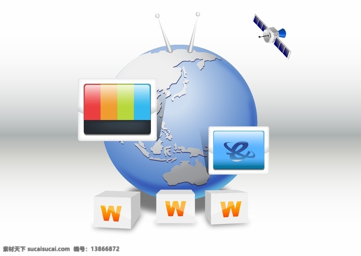 矢量图 网络 科技 电脑 互联网 卫星 显示器 因特网 接收设备 现代科技