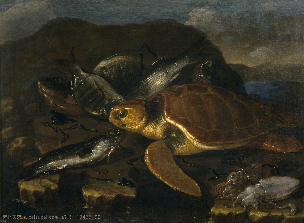 大师 画家 古典 山水画 建筑 文化 装饰画 油画 ca tortuga y peces bodegon giuseppe recco 人物 高清 西方 国外 现代 家居装饰素材
