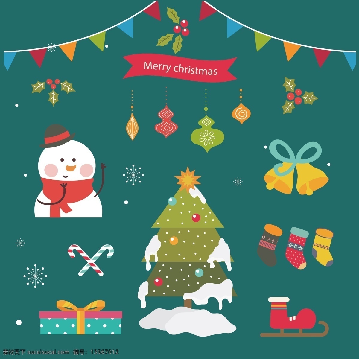圣诞装饰素材 merry christmas 圣诞树 雪人 帽子 围巾 礼盒 铃铛 袜子雪花 圣诞挂件 圣诞贴纸 圣诞背景 圣诞节环 滑雪靴子 雪地 圣诞节 矢量素材 手绘卡通素材 松针装饰 气氛背景 英文字体 房子装饰素材 设文化艺术 节日庆祝 糖果 新年卡片 新年活动 圣诞贺卡 卡通设计