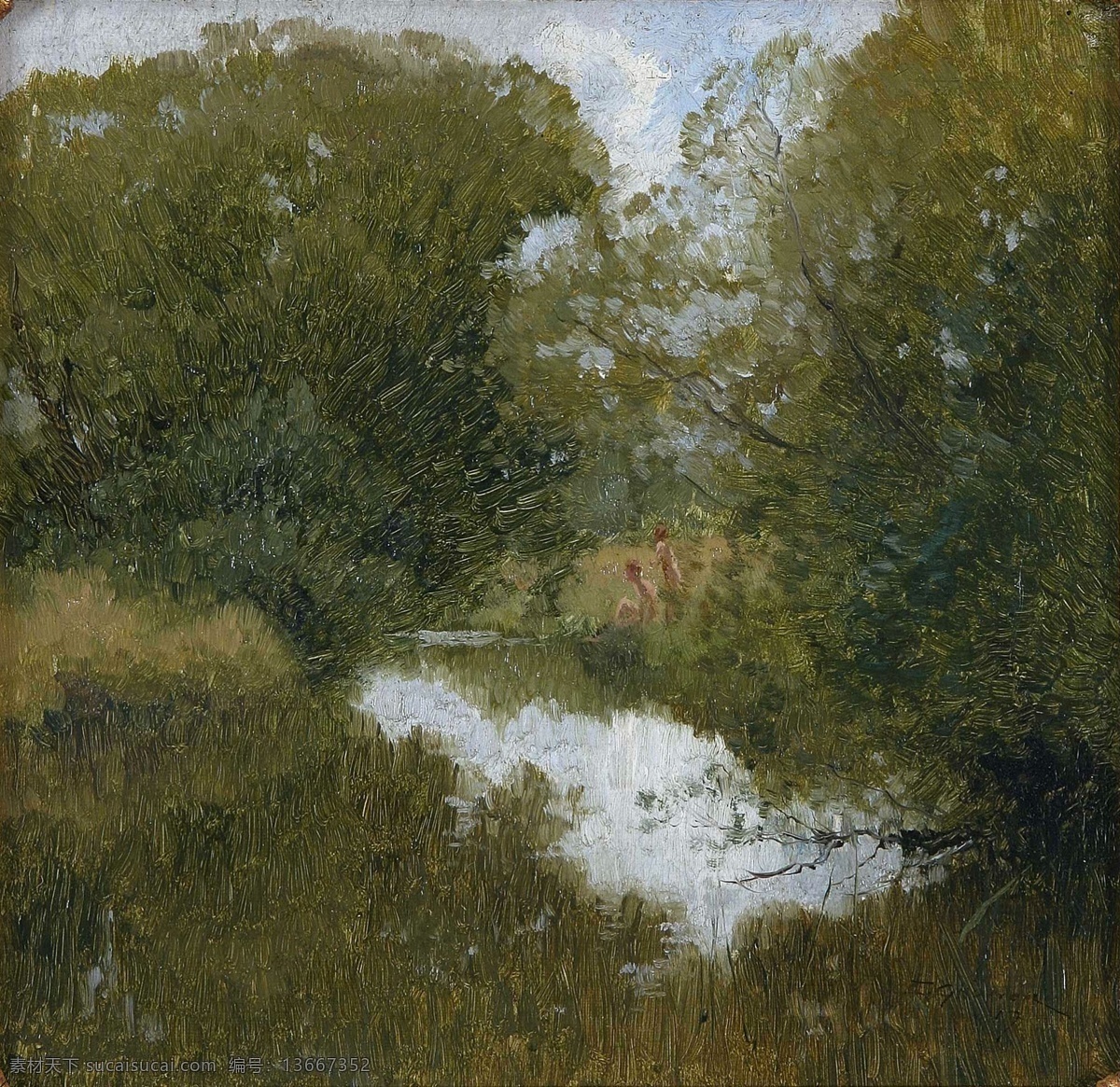 大师 画家 风景画 静物 油画 建筑 装饰画 1917 pool sequestered a gruner elioth 人物 高清 西方 国外 现代 家居装饰素材
