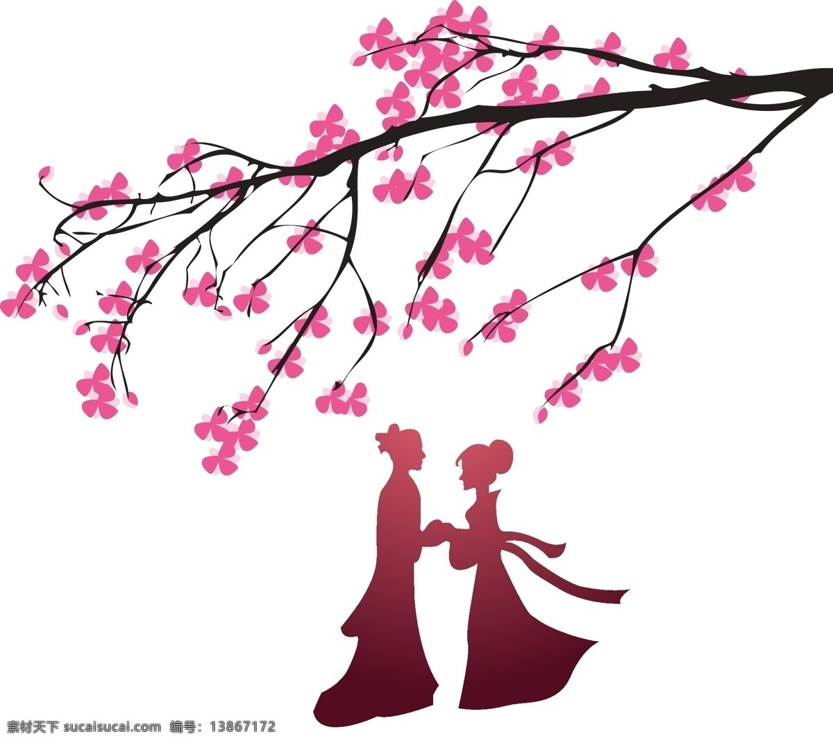 粉色 花朵 情侣 元素