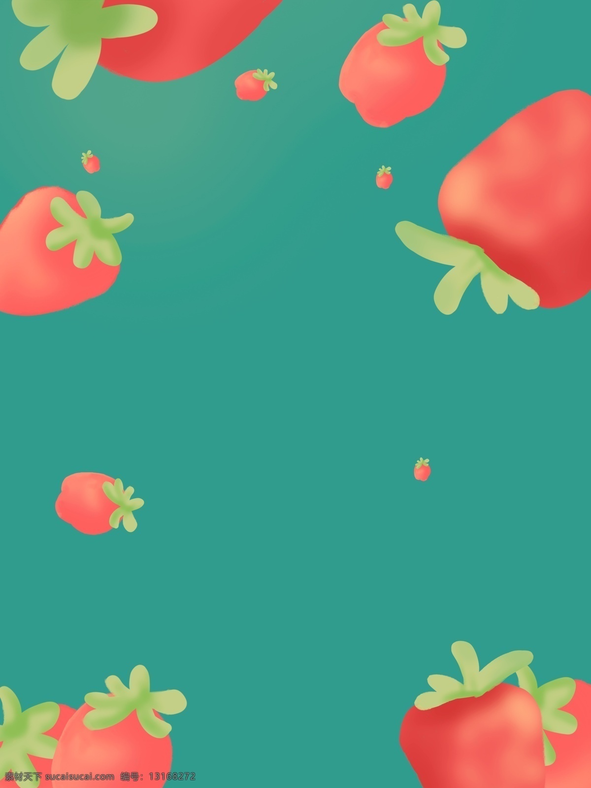 唯美 手绘 绿色 草莓 水果 插画 背景 通用背景 绿色背景 广告背景 背景素材 背景展板