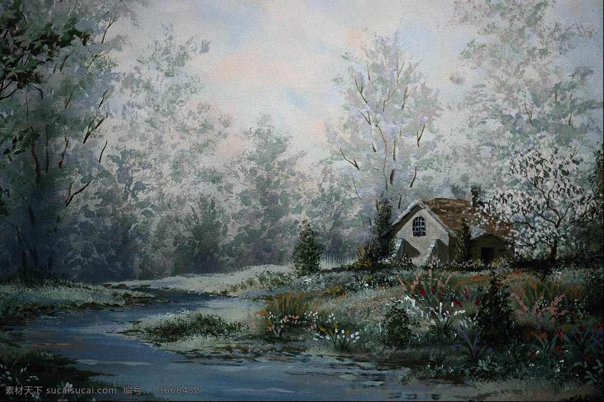 彩画 风景 风景画 绘画书法 美术绘画 水彩 水彩画 设计素材 模板下载 水彩喷画 屋子 流边 文化艺术 家居装饰素材 山水风景画