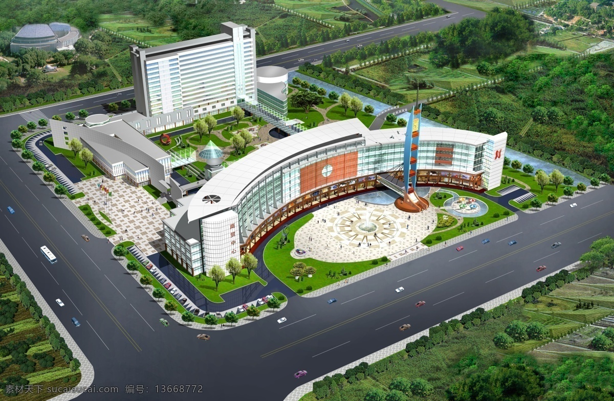 道路 环境设计 建筑设计 楼盘 绿化 鸟瞰图 效果图 源文件库 鼓 山 新区 商贸 中心 鼓山新区 商贸中心 国内建筑设计 矢量图 建筑家居