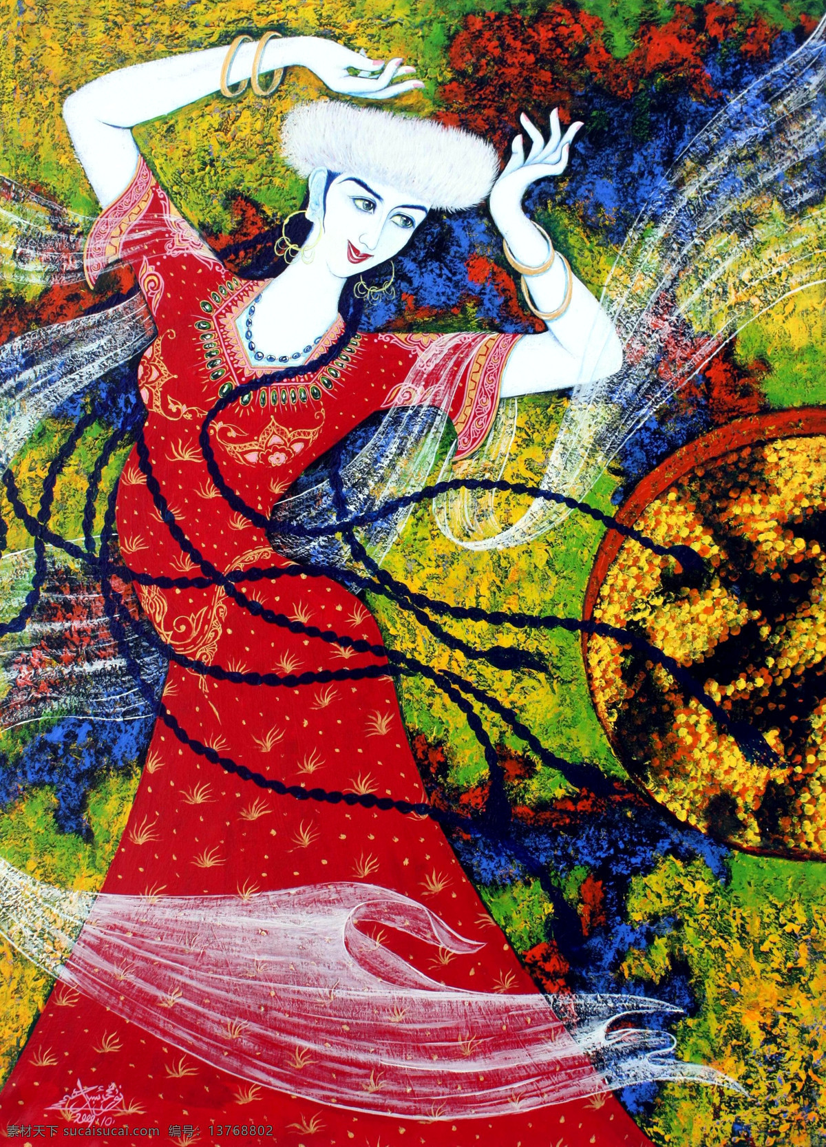 表情 动作 绘画书法 美术 女孩 女人 人物画 少女 最美 油画 少数民族姑娘 舞蹈 油画艺术 油画作品39 文化艺术 装饰素材 无框画