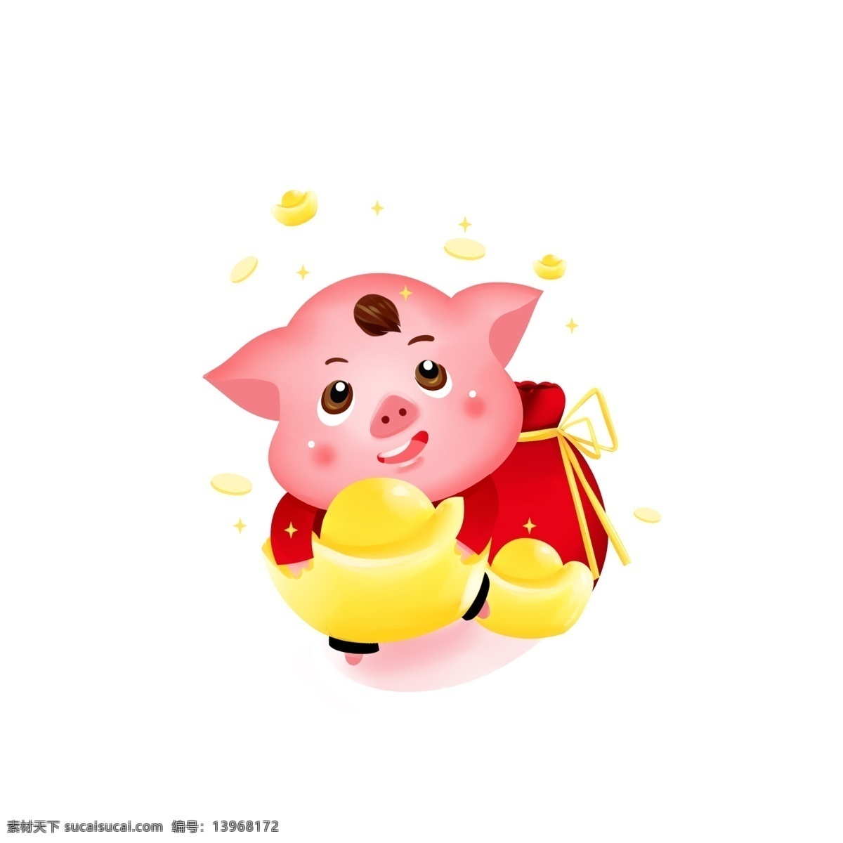 新年 立体 猪 ip 发财 红包 福 袋 促销 金币 购物 卡通猪 元宝 立体猪