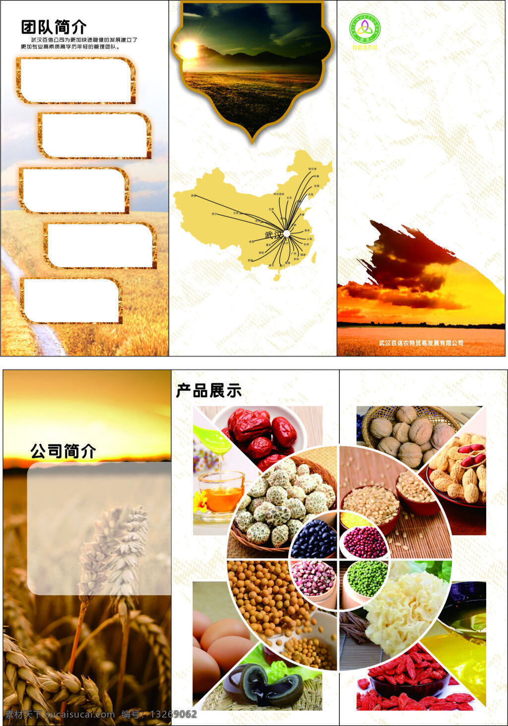 黄色 宣传册 粮食 食品 折页 白色
