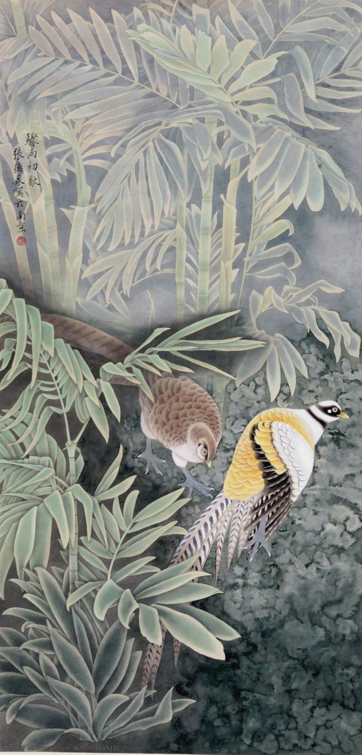 热带雨林 锦鸡 国画 工笔画 花鸟画 书画 绘画 张德泉 绘画书法 文化艺术