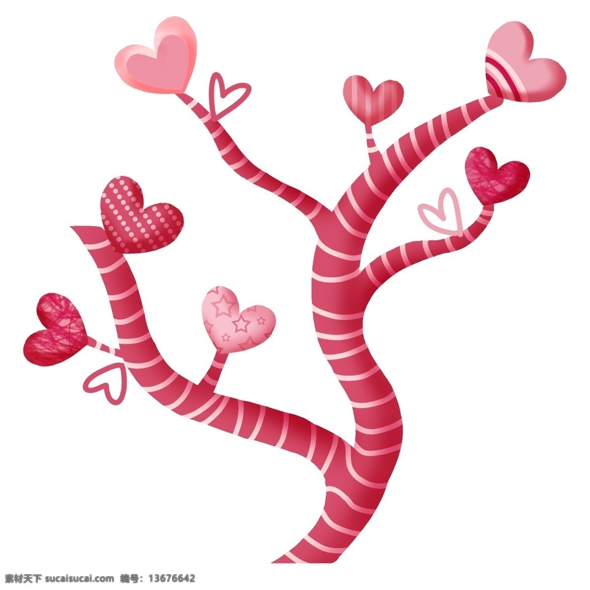 爱心 小树 装饰 插画 粉色的爱心 爱心气球 卡通插画 气球插画 爱情插画 礼物插画 爱心的小树