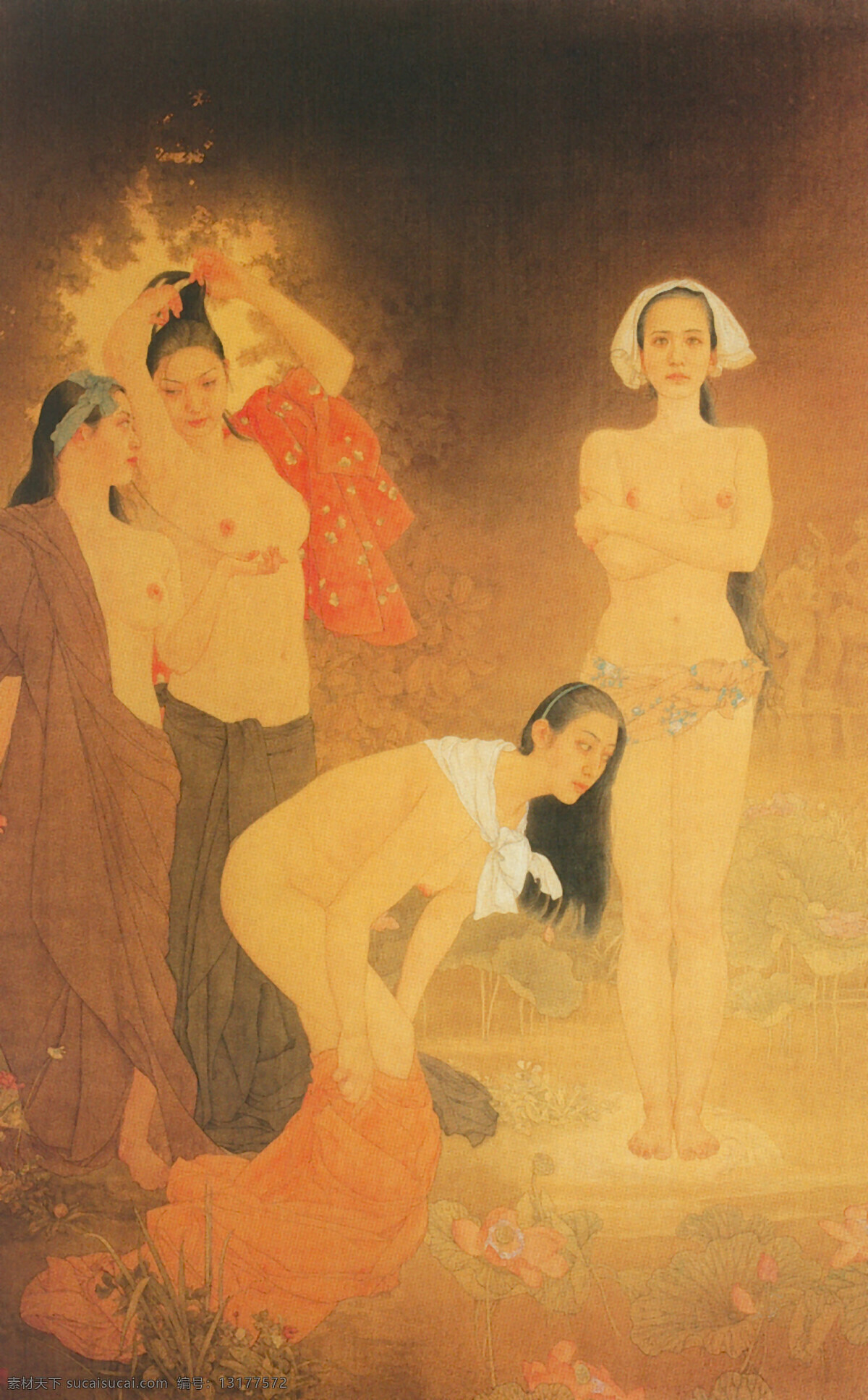丽水图 美女 游泳 换衣 洗澡 文化艺术 绘画书法 设计图库