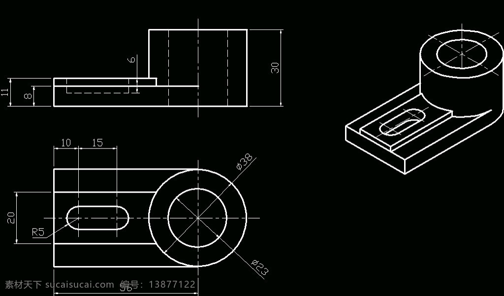 底座视图 cad 图纸 平面图 立面图 剖面图 螺丝 螺杆 螺帽 三视图 轴零件 泵 弹簧 机件 阀 机械 轴 机械制图 机械零件 制图 源文件 dwg