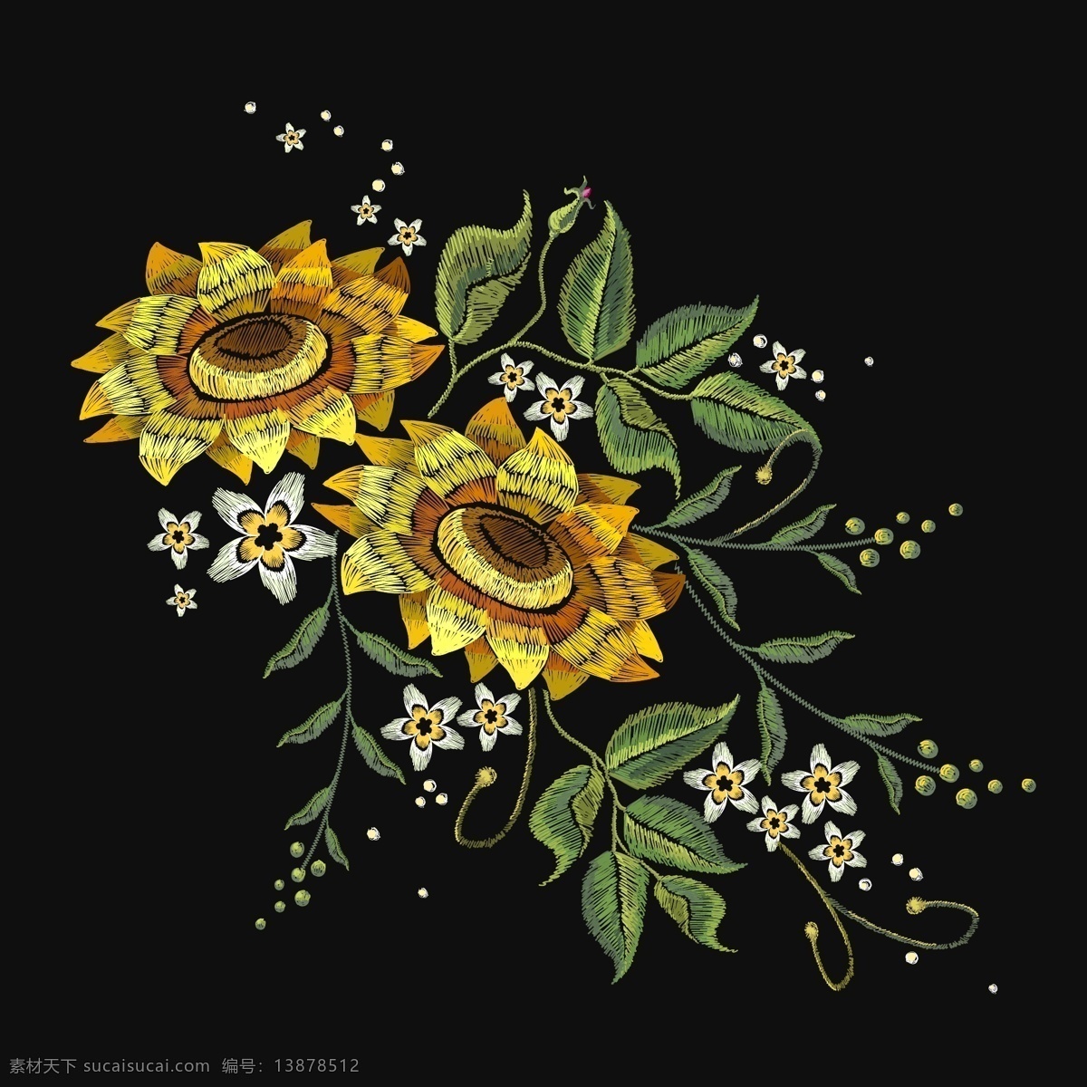 抽象针织花 线缝 抽象花 花朵 抽象 绿叶 花背景 底纹边框 抽象底纹