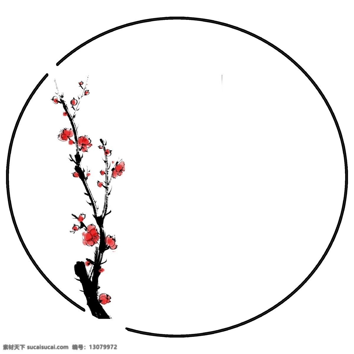 绽放 花朵 梅花 边框 绽放的梅花 卡通插画 梅花边框 鲜花 花束 花瓣 花枝 圆圆的边框