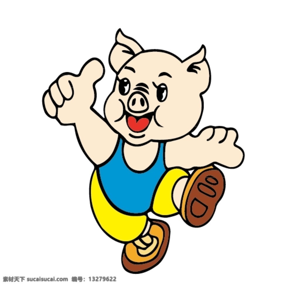 卡通猪 可爱小猪 猪 pig 矢量猪 动漫动画