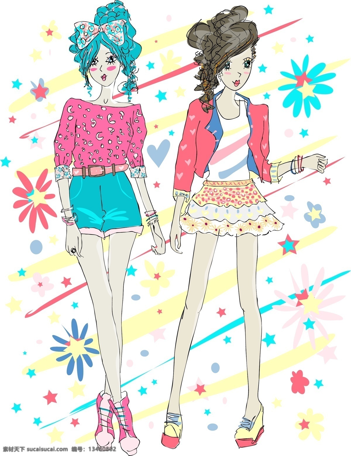 插画 卡通 可爱 女性 趣味 人物 时尚