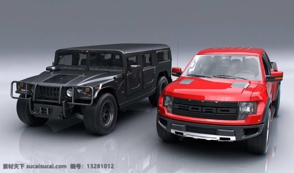 汽车效果图 ford f150 raptor hummer h1 汽车 拉风 悍马 红色 最近爱车 3d设计 3d作品