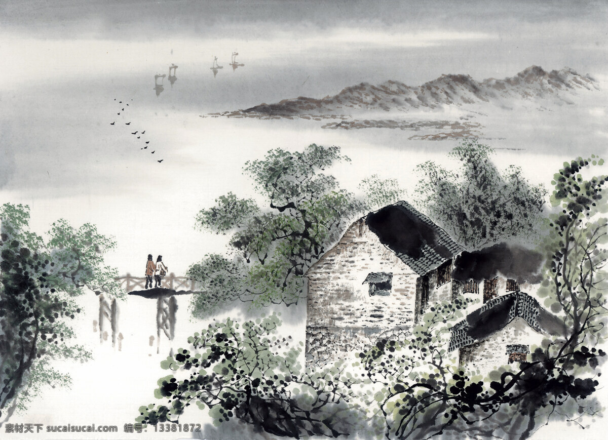 山水画 国画0036 国画 设计素材 山水画篇 中国画篇 书画美术 灰色