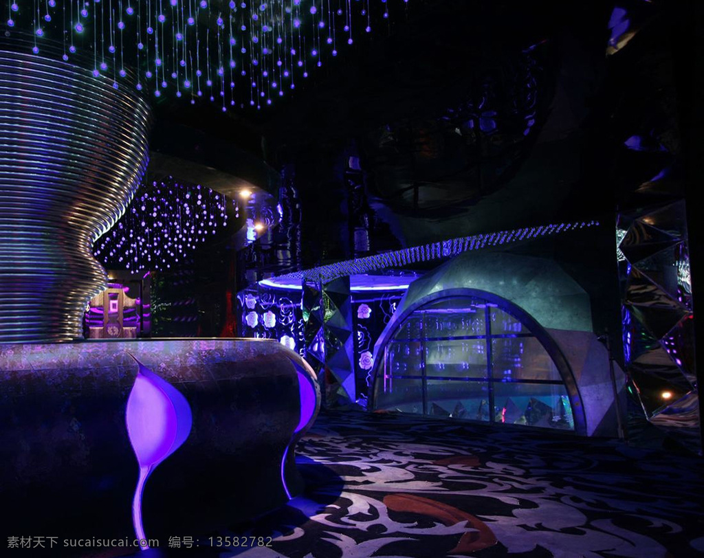 深紫 商业空间 酒吧 ktv 前台 效果图 现代 简约 室内设计 工装效果图 吊灯