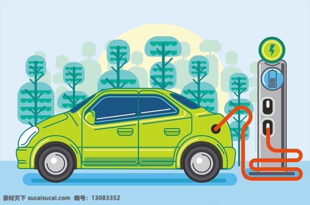 汽车 充电 矢量 汽车充电矢量 能源车 节能 环保