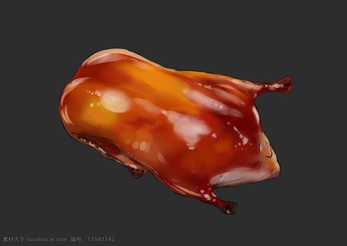 烤鸭素材 烤鸭手绘 烤鸭 卤鸭 脆皮鸭 美食 北京烤鸭 炉鸭 绘图插画 文化艺术 绘画书法