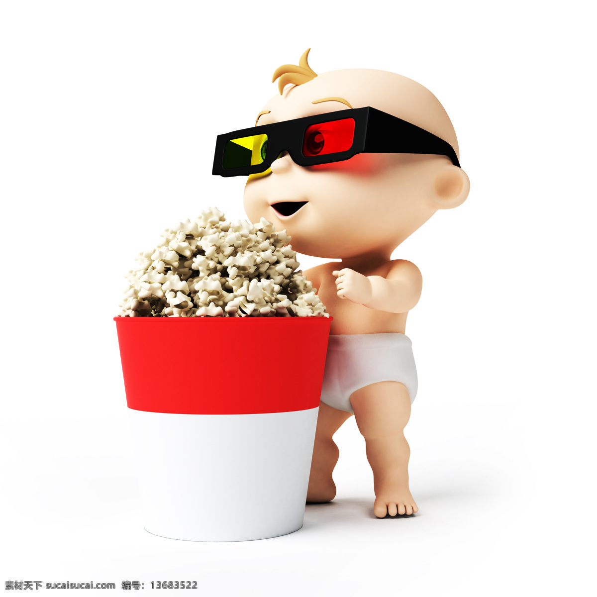 3d婴儿宝宝 3d 婴儿 宝宝 爆米花 3d电影 3d眼镜 宝贝 可爱 卡通 3d人物设计 3d设计