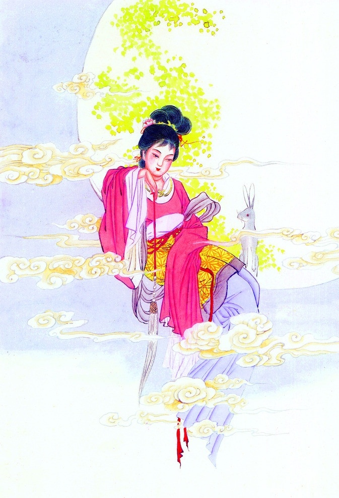 嫦娥 侍女 宫女 古代宫女 古代仕女 仕女图 宫女图 人物素材 人物 分层 源文件