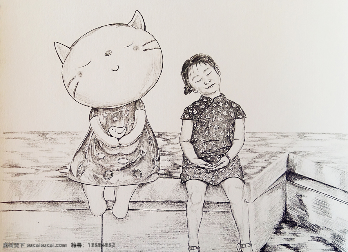 小憩 猫 女孩 猴硐 台湾 猫村 旗袍 午后 休息 夏天 幸福 闭眼 人物图库 人物写真